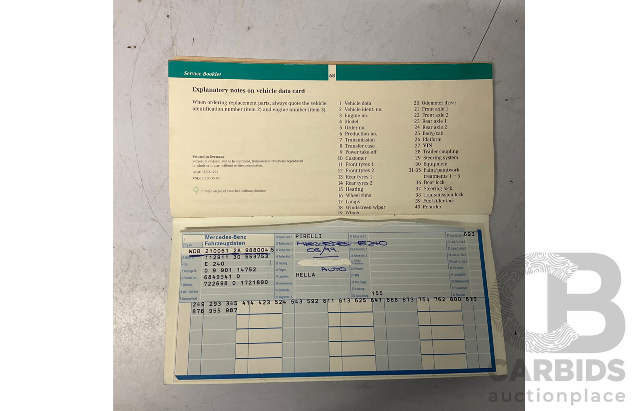 11/1999 Mercedes-Benz E240 Elegance W210 4d Sedan Travertine Beige Metallic 2.4L