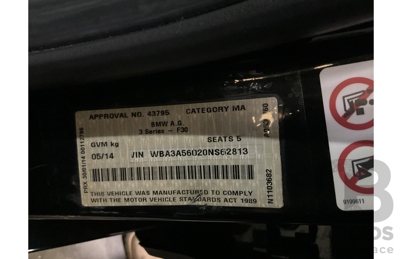 5/2014 BMW 328i Sport Line F30 MY14 4d Sedan Metallic Black Turbo 2.0L