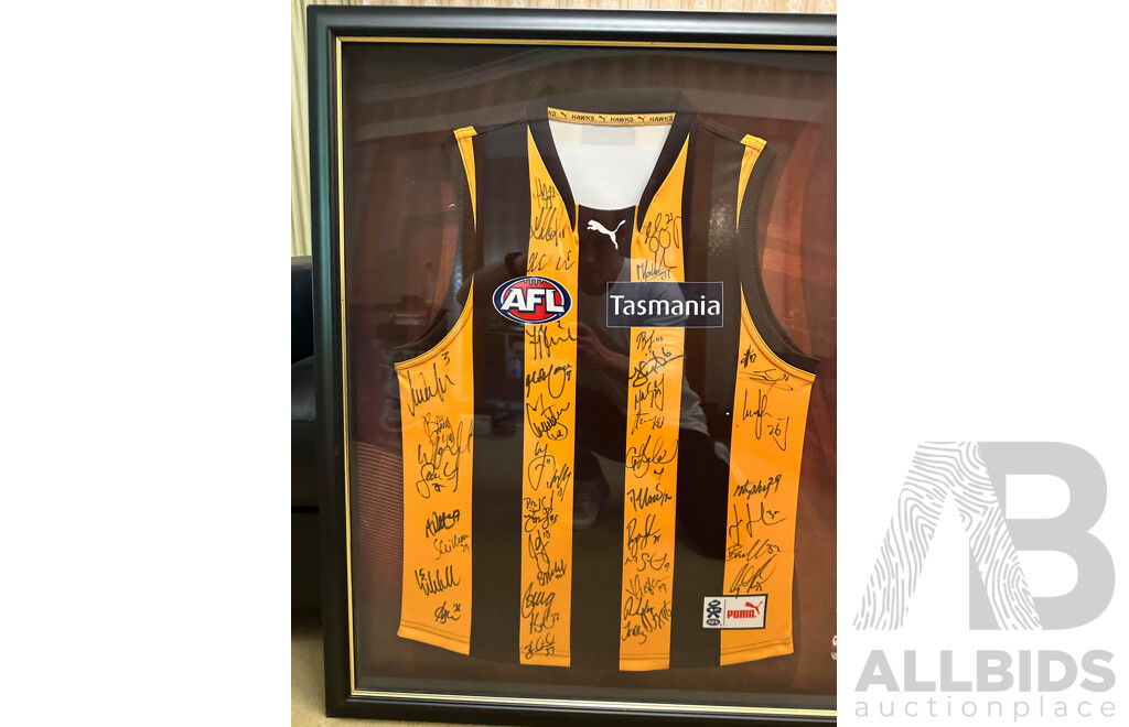 Hawthorn Hawks Football Club 2012 Team Signed & Framed Guernsey