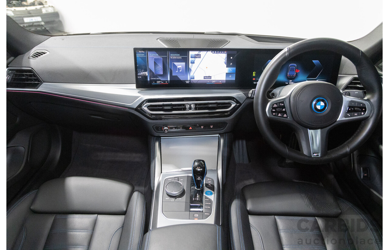 05/2022 BMW i4 eDrive40i M-Sport Gran Coupe G26 4D Coupe Black Sapphire Metallic Electric EV 250kw