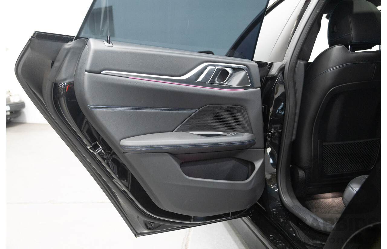05/2022 BMW i4 eDrive40i M-Sport Gran Coupe G26 4D Coupe Black Sapphire Metallic Electric EV 250kw