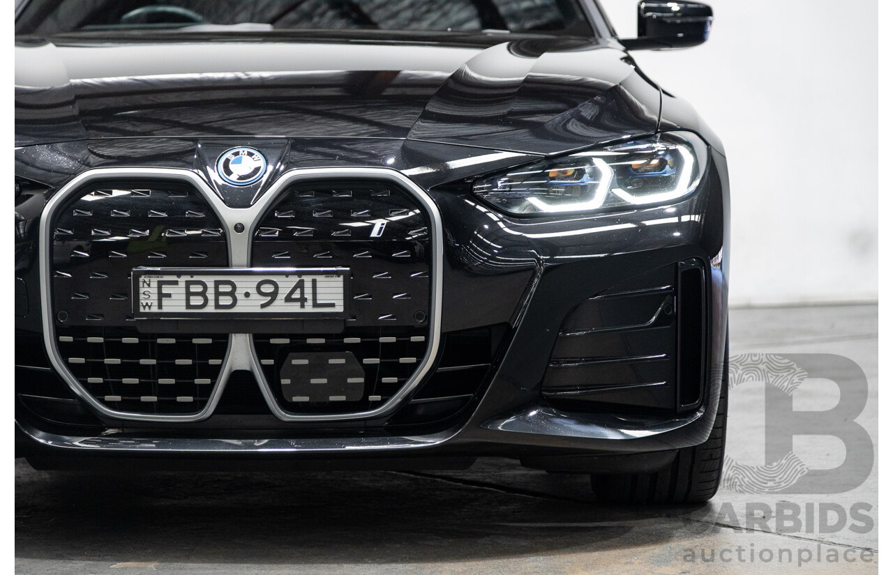 05/2022 BMW i4 eDrive40i M-Sport Gran Coupe G26 4D Coupe Black Sapphire Metallic Electric EV 250kw