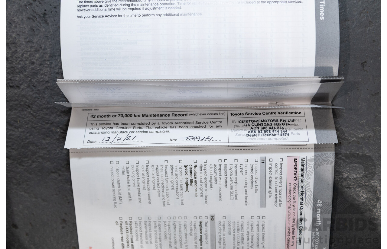 02/2017 Toyota Hilux SR5 4x4 GUN126R Extra Cab Utility Grey Turbo Diesel 2.8L