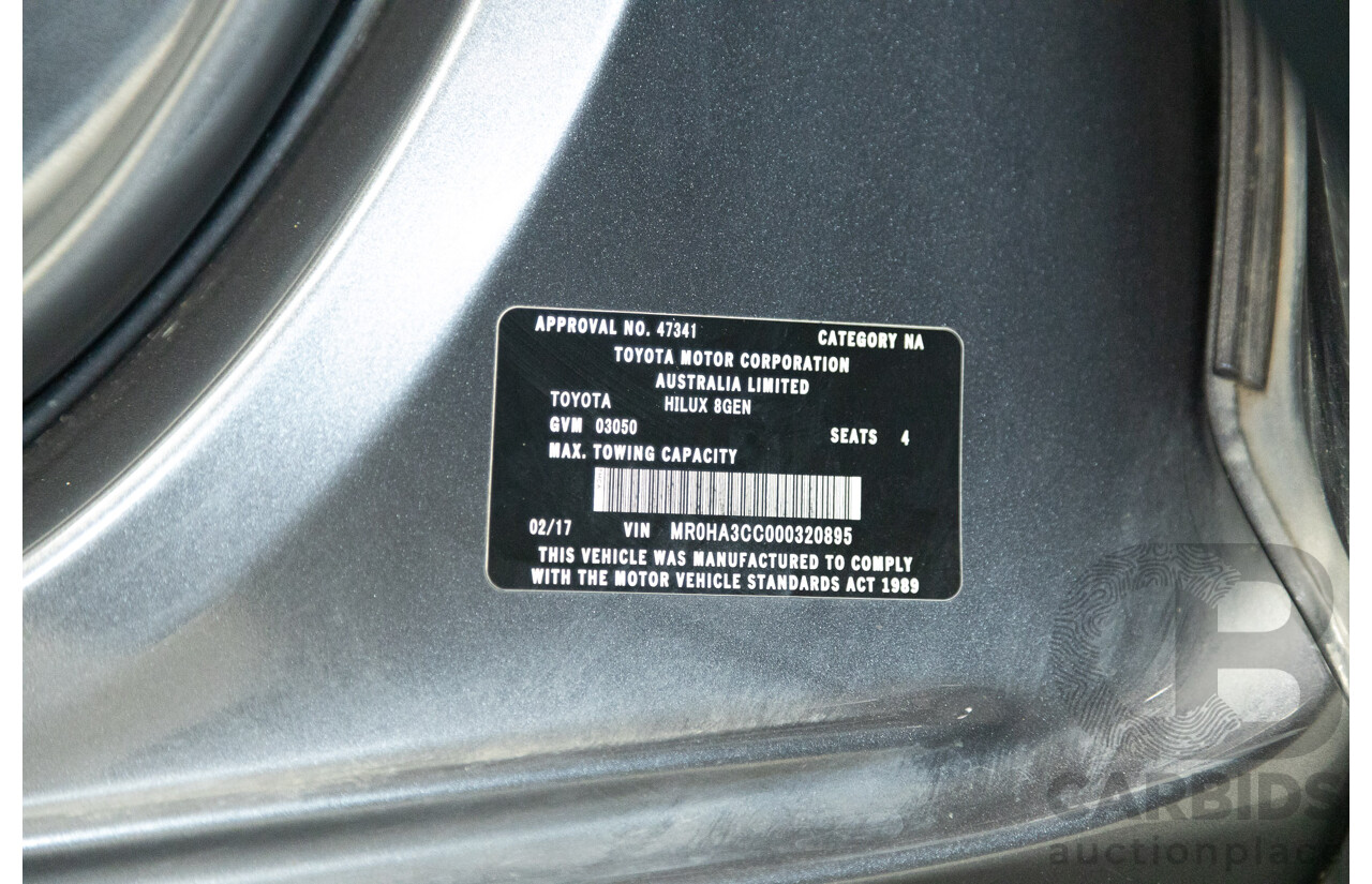 02/2017 Toyota Hilux SR5 4x4 GUN126R Extra Cab Utility Grey Turbo Diesel 2.8L