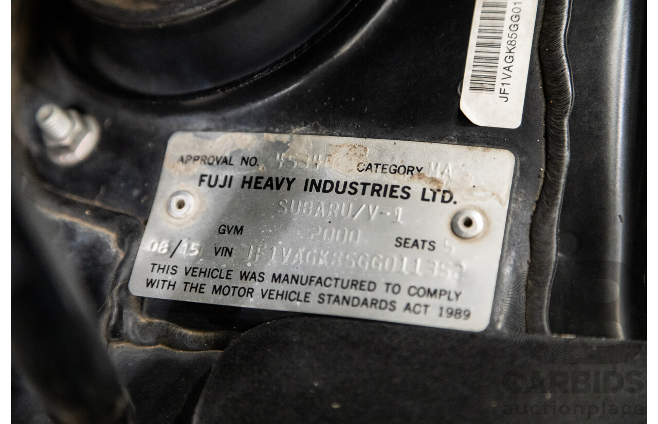 08/2015 Subaru WRX Premium (AWD) MY16 4d Sedan Black Turbo 2.0L