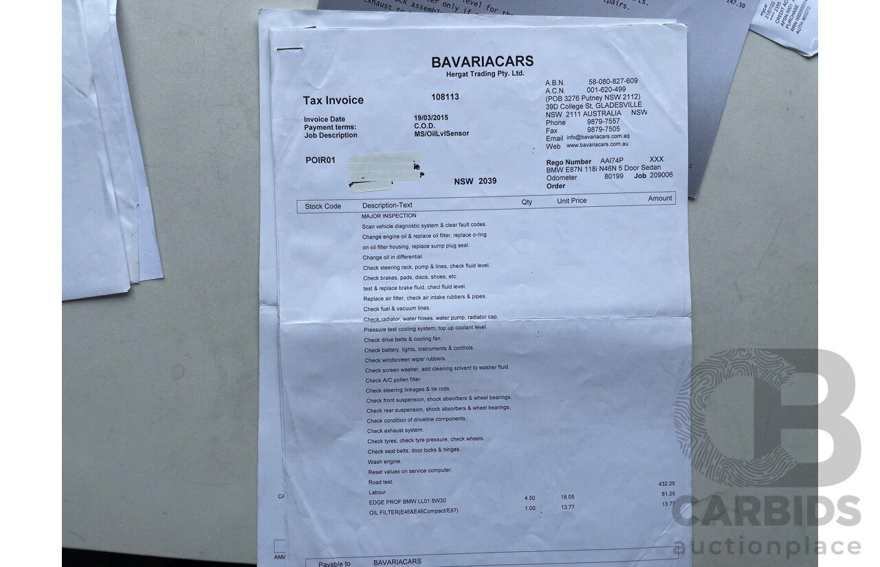 05/2008 BMW 118i E87 MY07 Upgrade 4d Hatchback Black 2.0L