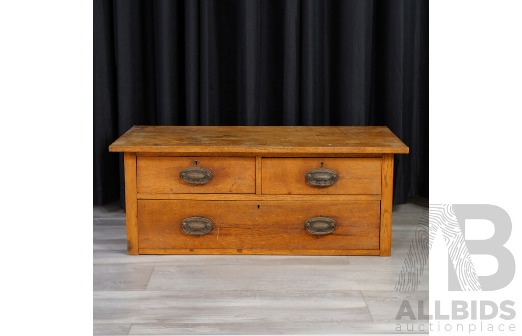 Part Edwardian Oak Chest of Three Drawers