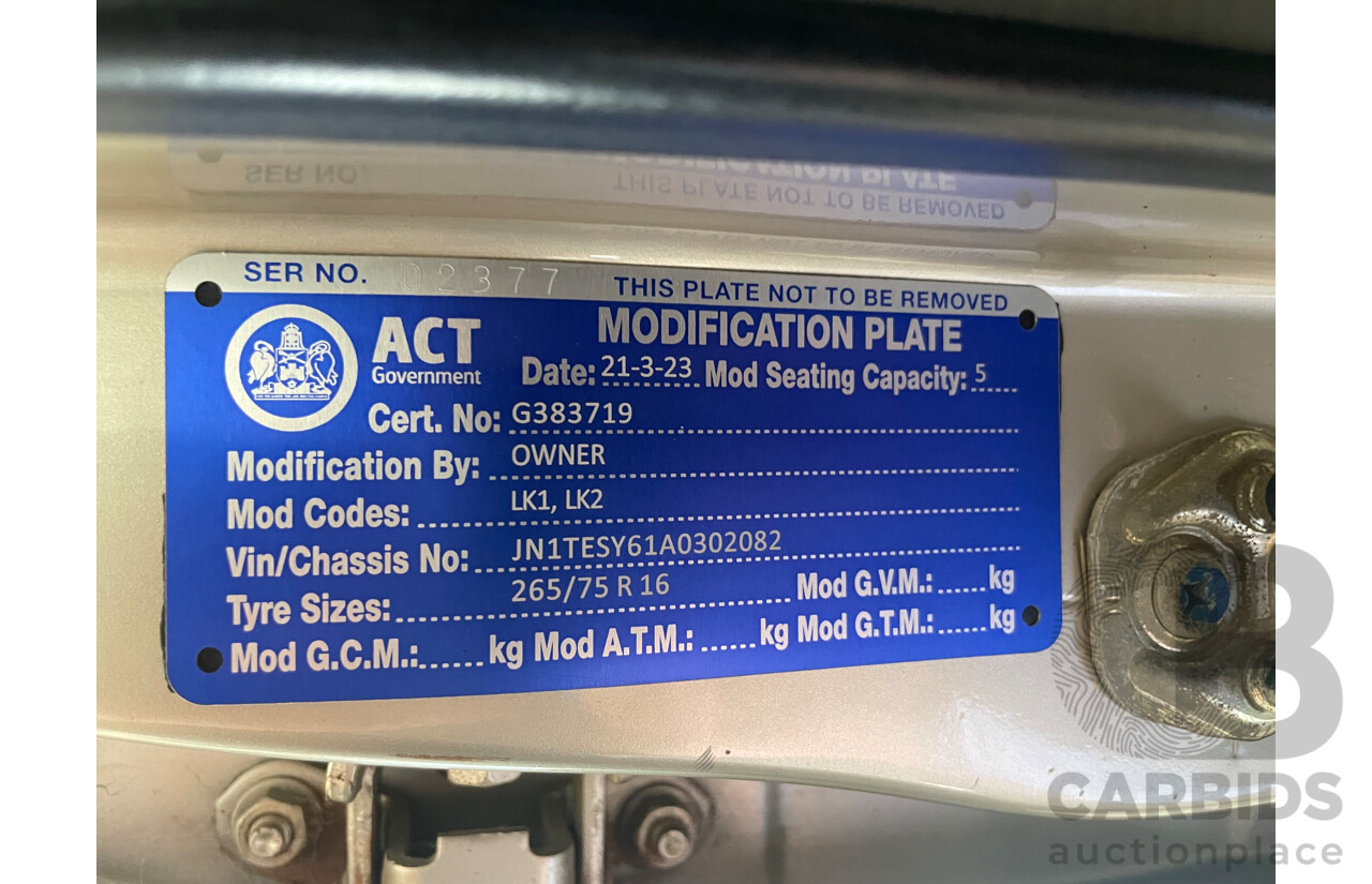 7/2000 Nissan Patrol ST (4x4) GU II 4d Wagon Gold 3.0L