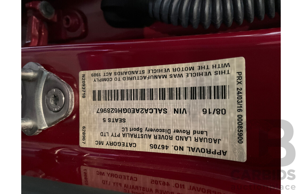 8/2016 Land Rover Discovery Sport SD4 SE (AWD) LC 4d Wagon Firenze Red Turbo Diesel 2.2L