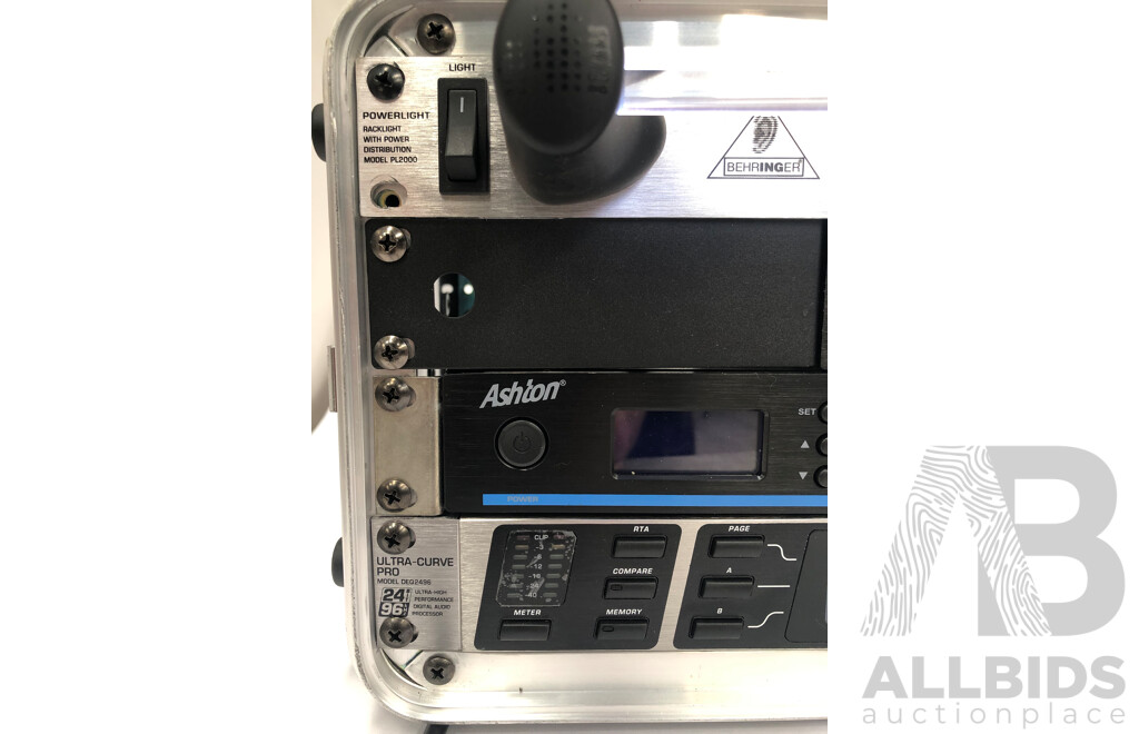 Behringer Powerlight PL2000, 3x Ahston IEM 200 Wireless Monitor System and Behringer Ultra Curve Pro in Road Case