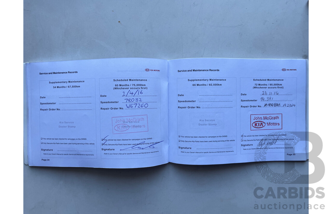 08/12 Kia Sorento SLi (4x4) AWD XM MY12 4D Wagon Black 2.2L