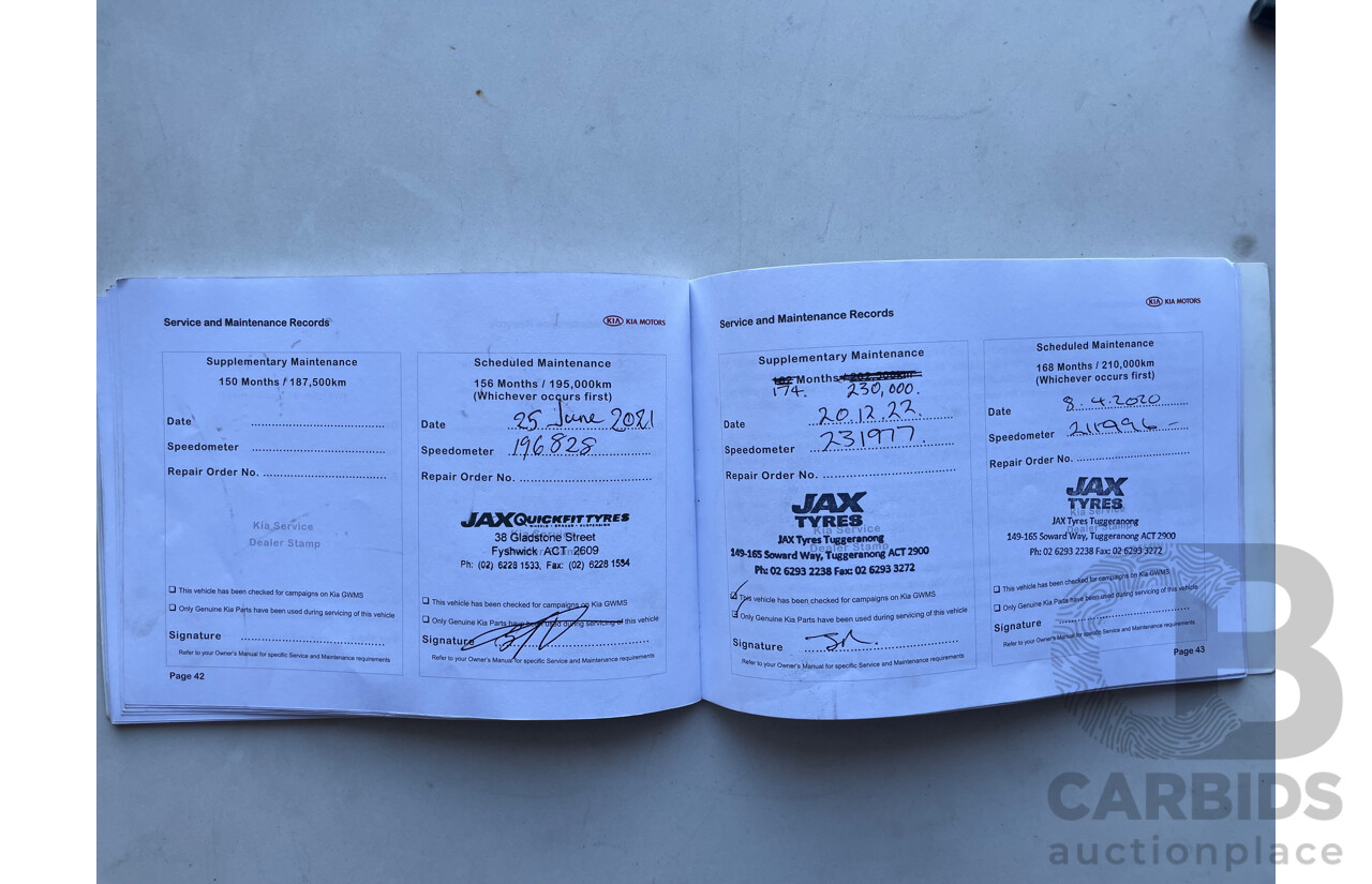 08/12 Kia Sorento SLi (4x4) AWD XM MY12 4D Wagon Black 2.2L