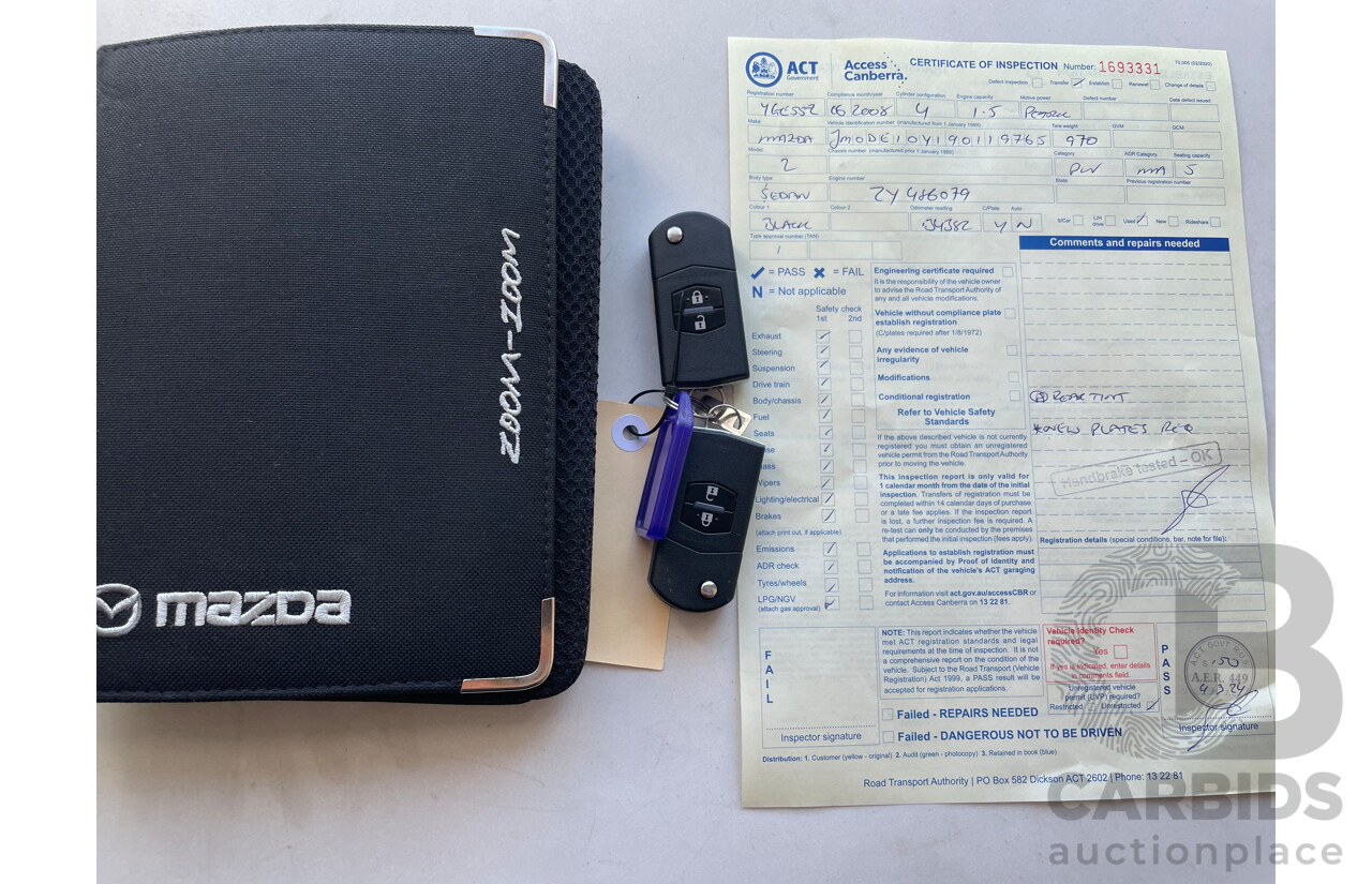 6/2008 Mazda Mazda2 MAXX DE 3d Hatchback Black 1.5L