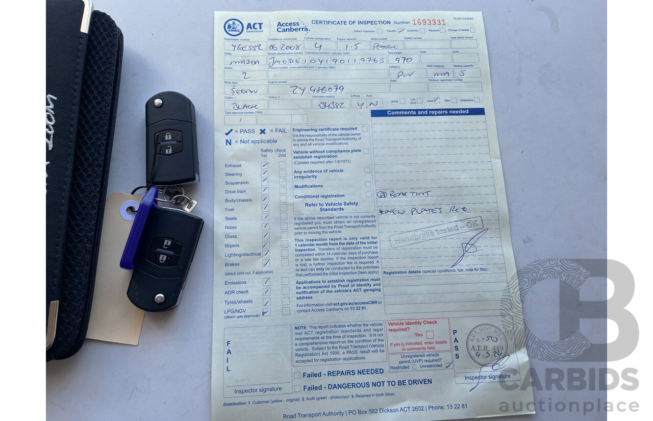 6/2008 Mazda Mazda2 MAXX DE 3d Hatchback Black 1.5L