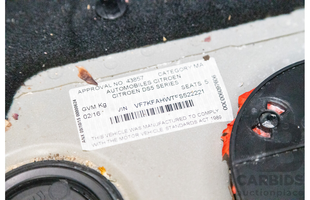 02/2016 Citroen DS5 D-Sport MY16 5D Hatchback Blanc Nacre Pearl White Metallic Turbo Diesel 2.0L