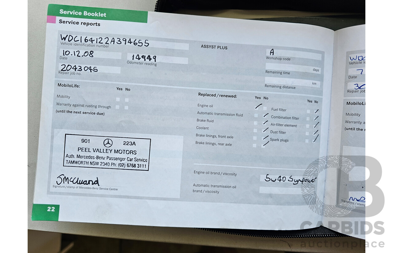 5/2008 Mercedes-Benz ML 320 CDI (4x4) W164 08 UPGRADE 4d Wagon Silver 3.0L