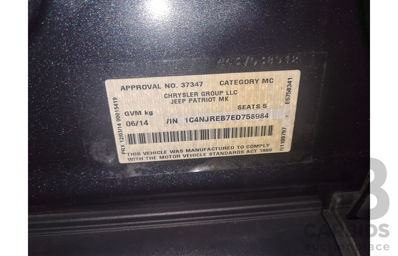 6/2014 Jeep Patriot Limited (4x4) MK MY14 4d Wagon Metallic Grey 2.4L