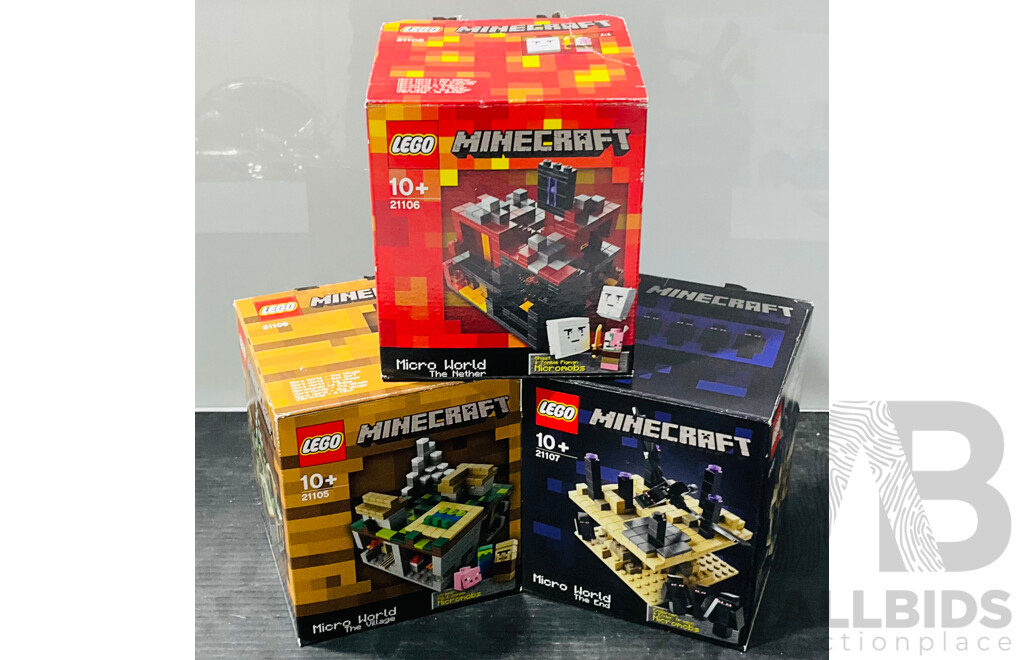 Three Retired Lego Sets, Minecraft 21105, 21106 & 21107, All in Original Boxes