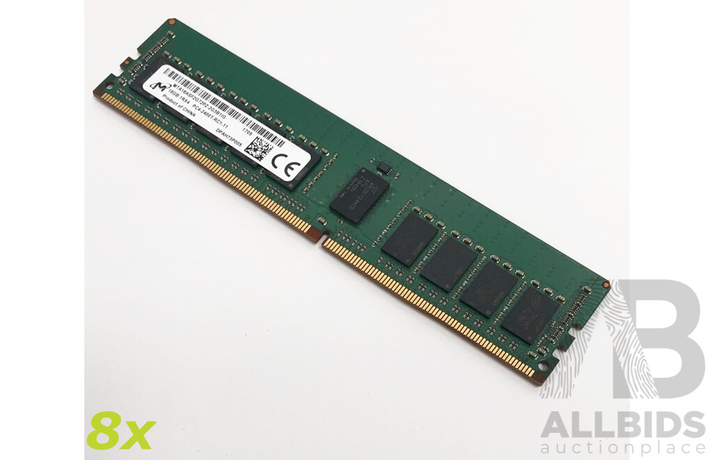 Micron 16GB ECC DDR4 RDIMM RAM - Lot of Eight