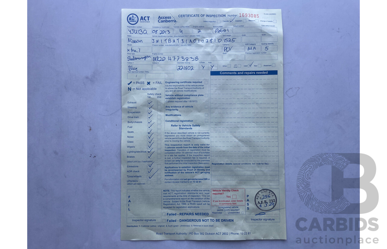 10/13 Nissan X-Trail ST (FWD) FWD T31 SERIES 5 4D Wagon Blue 2.0L