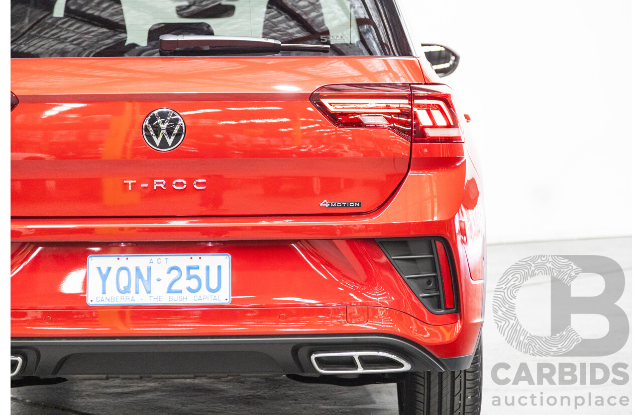 02/2023 Volkswagen T-Roc 140TSI R-Line (AWD) D1 MY23 Update 4D Wagon Kings Red Turbo 2.0L