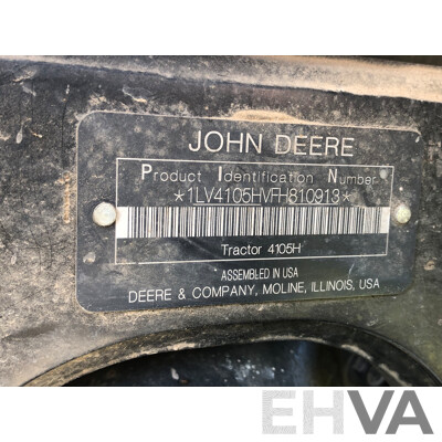 2016 John Deere 4105 FWA ROPS Tractor with 4 in 1 1700mm Bucket and Fieldquip Sabre Lifestyle Series 1500 Slasher