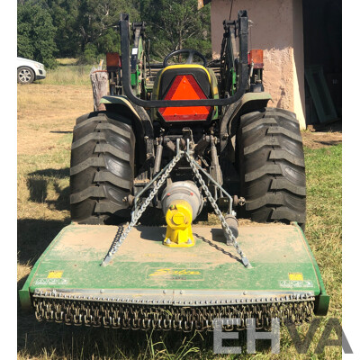 2016 John Deere 4105 FWA ROPS Tractor with 4 in 1 1700mm Bucket and Fieldquip Sabre Lifestyle Series 1500 Slasher