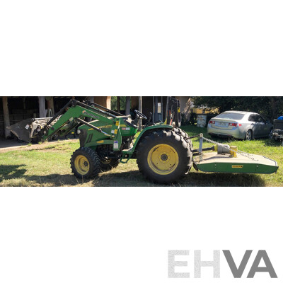 2016 John Deere 4105 FWA ROPS Tractor with 4 in 1 1700mm Bucket and Fieldquip Sabre Lifestyle Series 1500 Slasher