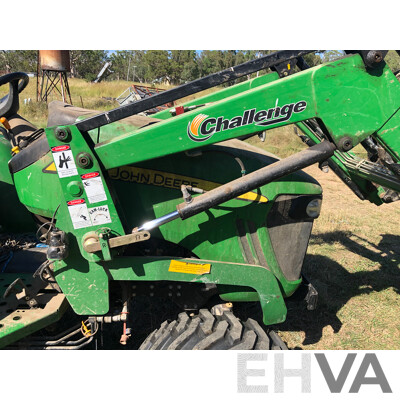 2016 John Deere 4105 FWA ROPS Tractor with 4 in 1 1700mm Bucket and Fieldquip Sabre Lifestyle Series 1500 Slasher