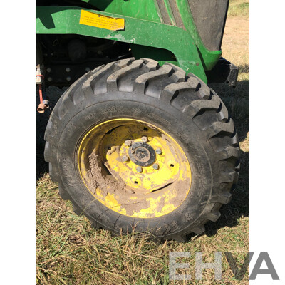 2016 John Deere 4105 FWA ROPS Tractor with 4 in 1 1700mm Bucket and Fieldquip Sabre Lifestyle Series 1500 Slasher