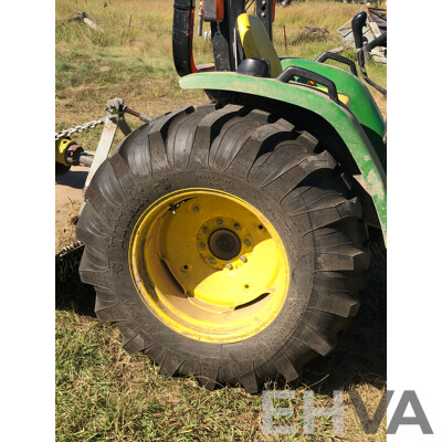 2016 John Deere 4105 FWA ROPS Tractor with 4 in 1 1700mm Bucket and Fieldquip Sabre Lifestyle Series 1500 Slasher