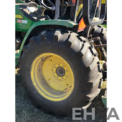 2016 John Deere 4105 FWA ROPS Tractor with 4 in 1 1700mm Bucket and Fieldquip Sabre Lifestyle Series 1500 Slasher