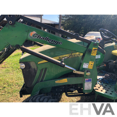 2016 John Deere 4105 FWA ROPS Tractor with 4 in 1 1700mm Bucket and Fieldquip Sabre Lifestyle Series 1500 Slasher