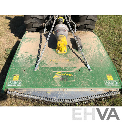 2016 John Deere 4105 FWA ROPS Tractor with 4 in 1 1700mm Bucket and Fieldquip Sabre Lifestyle Series 1500 Slasher