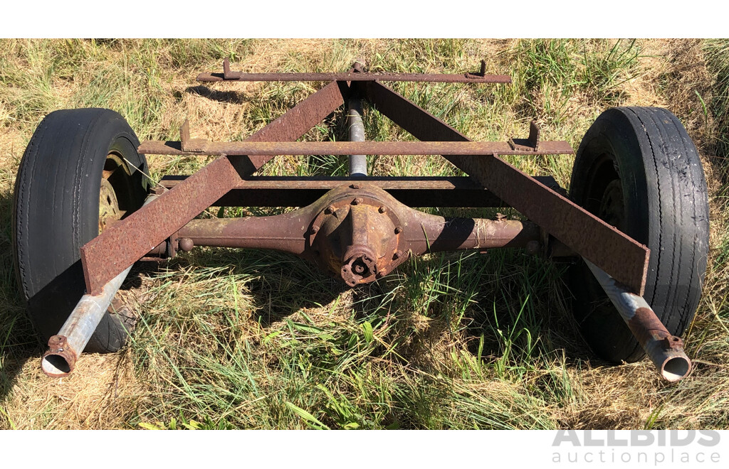 Vintage Single Axle Steel Trailer Frame