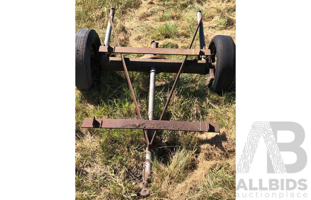 Vintage Single Axle Steel Trailer Frame