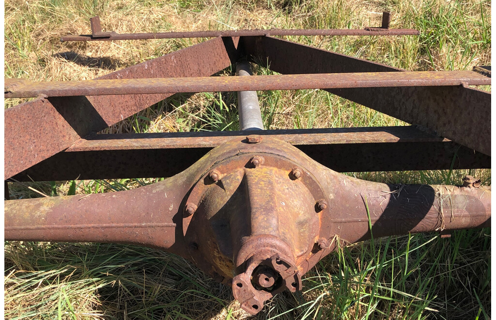 Vintage Single Axle Steel Trailer Frame