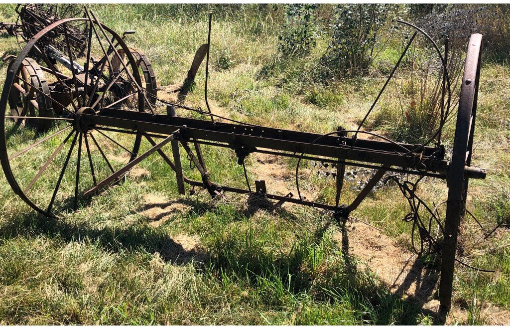 Large Antique Horse Drawn Wagon Wheels and Frame