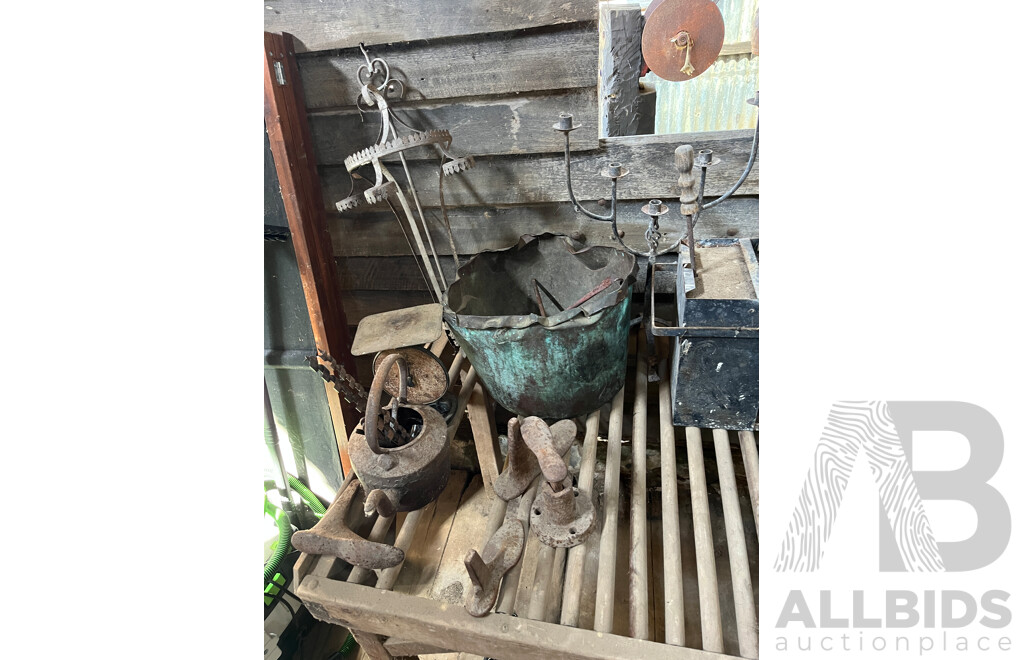 Collection Of Vintage Shoe Lasts, Kettle Wash Copper and More