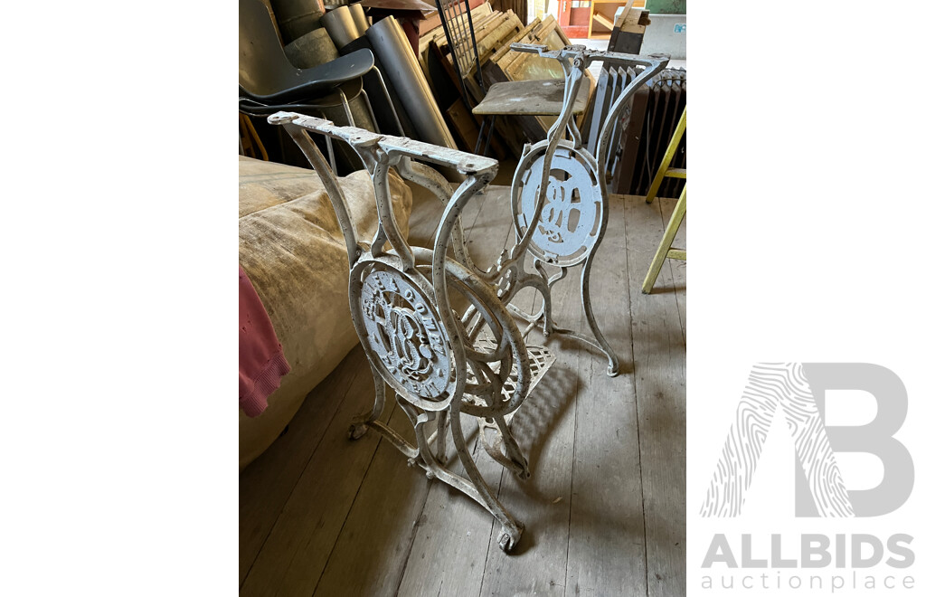 Vintage Cast Iron Belle Treadle Base Sewing Table
