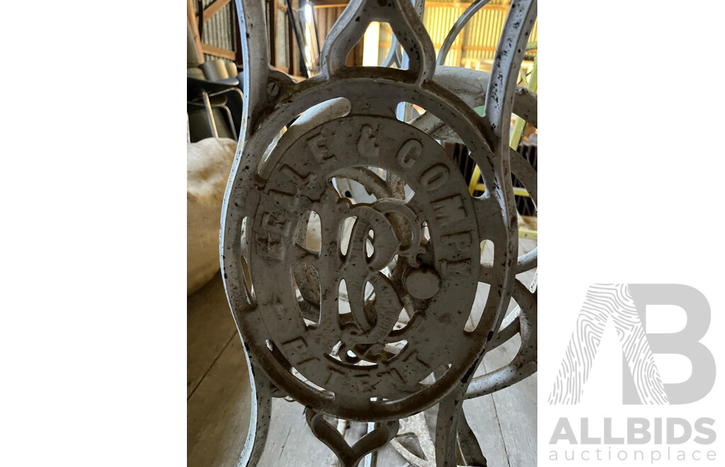 Vintage Cast Iron Belle Treadle Base Sewing Table