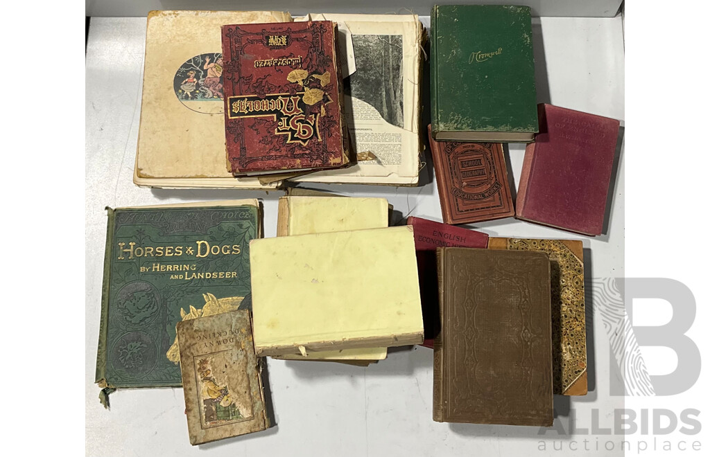 Collection Antiqiue Books Including Childrens Literature, English Farm Life and More