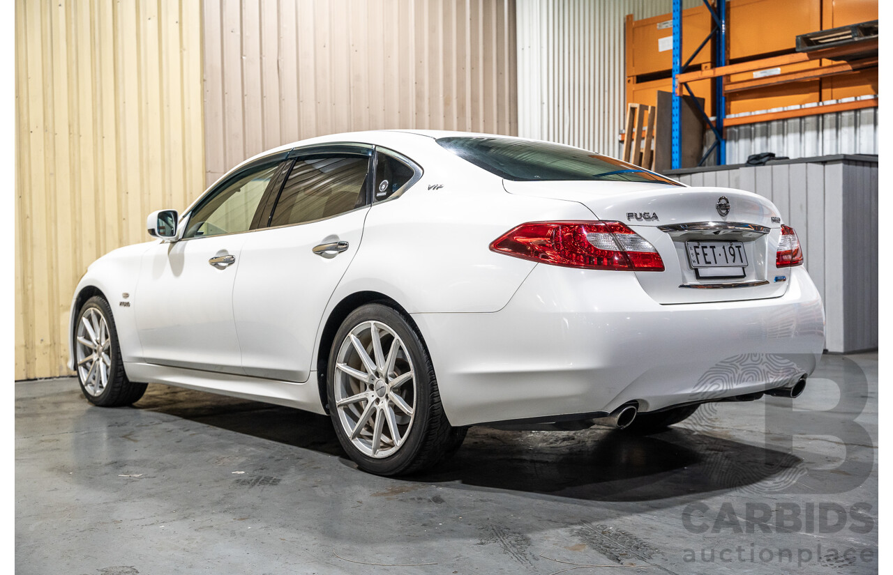 12/2011 Nissan Fuga Hybrid VIP Y51 4d Sedan Pearl White Metallic V6 3.5L - Hybrid (IMPORT)