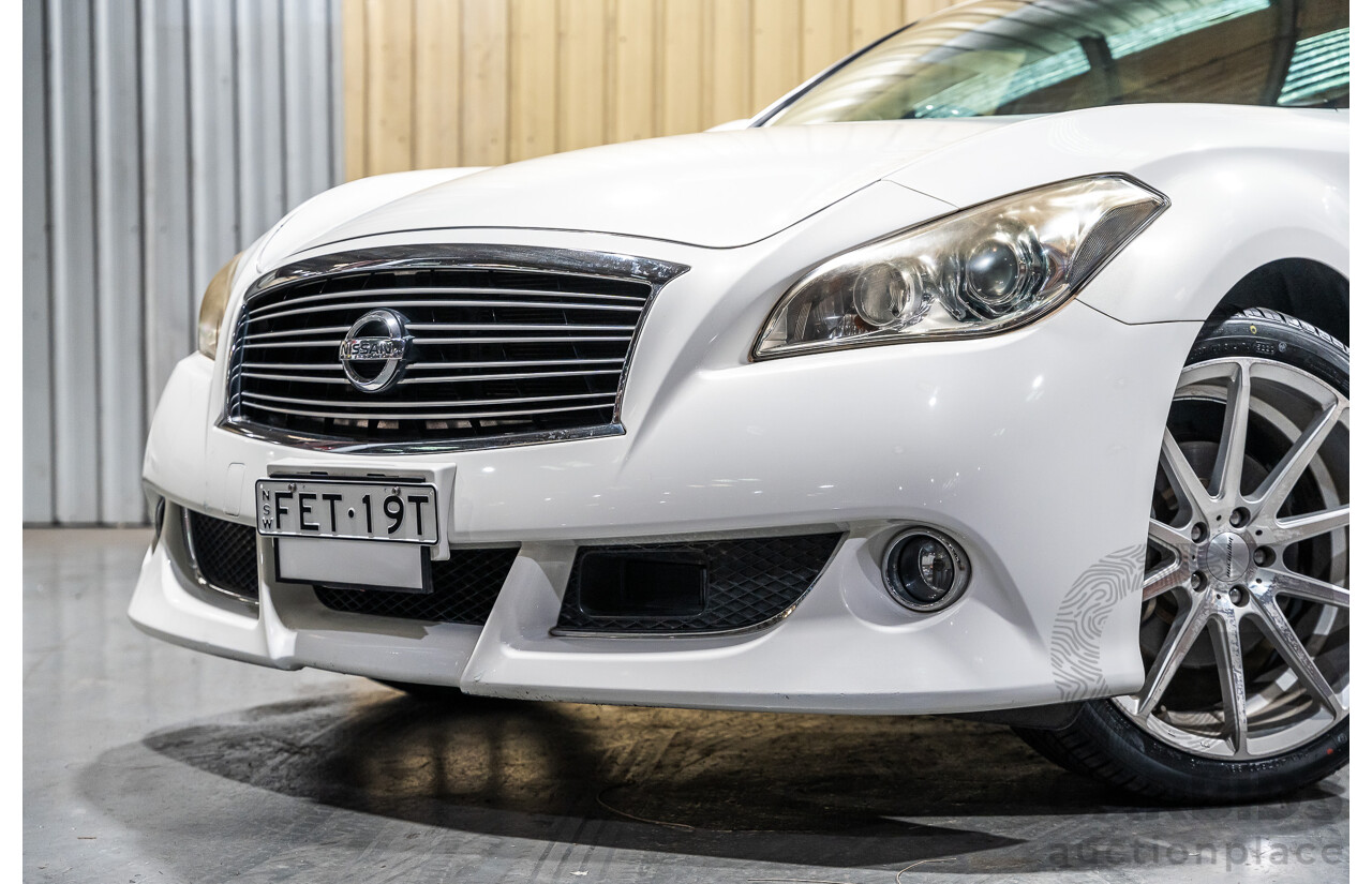 12/2011 Nissan Fuga Hybrid VIP Y51 4d Sedan Pearl White Metallic V6 3.5L - Hybrid (IMPORT)