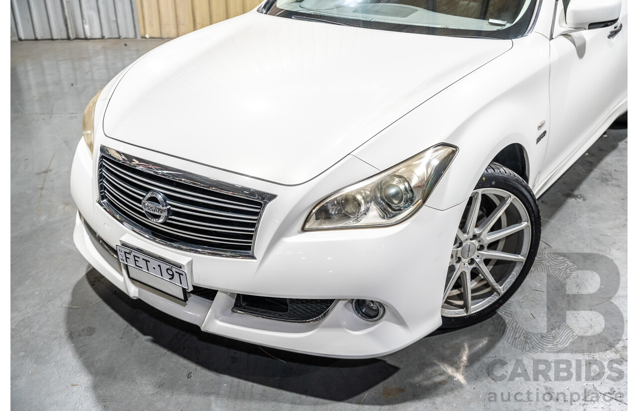 12/2011 Nissan Fuga Hybrid VIP Y51 4d Sedan Pearl White Metallic V6 3.5L - Hybrid (IMPORT)