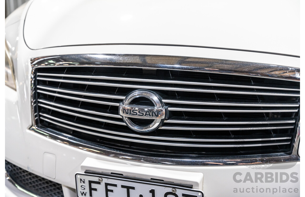 12/2011 Nissan Fuga Hybrid VIP Y51 4d Sedan Pearl White Metallic V6 3.5L - Hybrid (IMPORT)