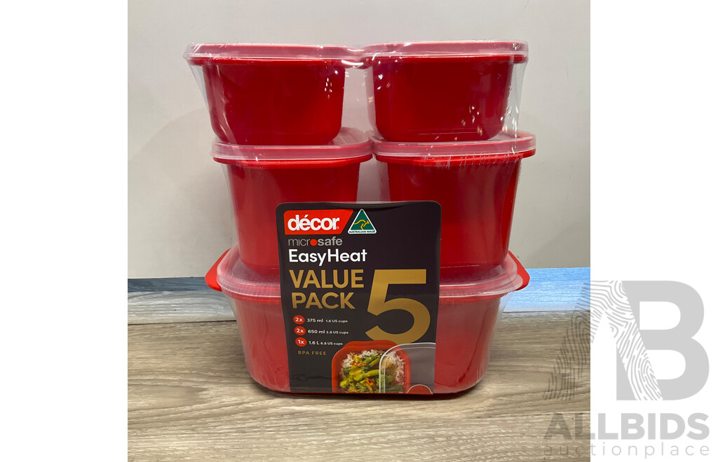 DECOR Microsafe Obl Set of 5 Value Pack X4 & QuadBands Pumped Tritan Bottle 750ml X6