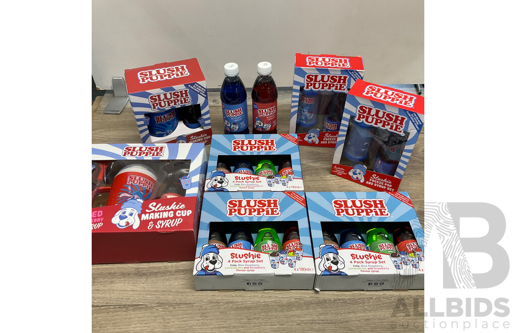 SLUSH PUPPIE Slushie Freeze Pop/Making Cup/Syrups - lot of 9