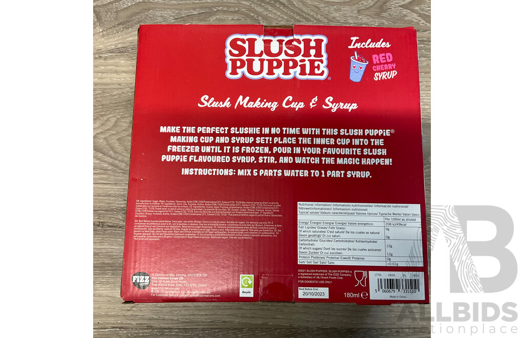 SLUSH PUPPIE Slushie Freeze Pop/Making Cup/Syrups - lot of 9