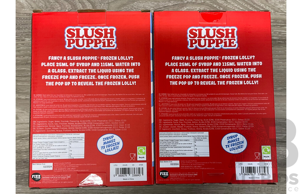 SLUSH PUPPIE Slushie Freeze Pop/Making Cup/Syrups - lot of 9